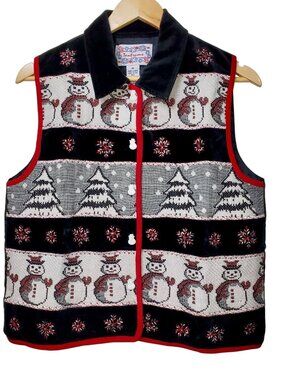 Vintage Tantrums Women's Holiday Tapestry Vest, Size M, 1990s Cotton Polyester